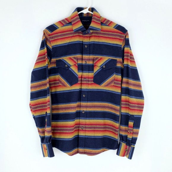 Proper Cloth CUSTOM Southwestern Aztec Print Long Sleeve Shirt SM Small Cotton - Picture 15 of 15